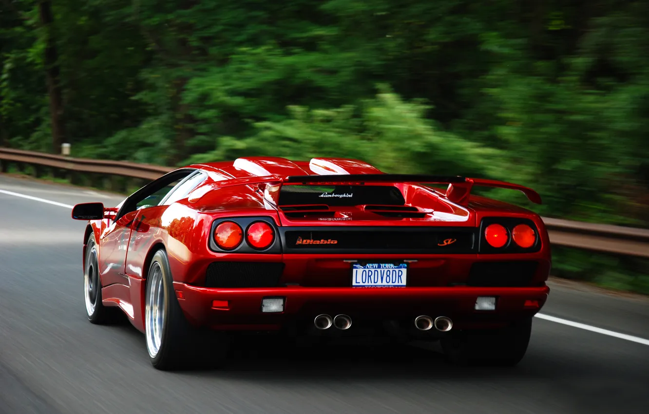 Photo wallpaper road, Lamborghini, diablo