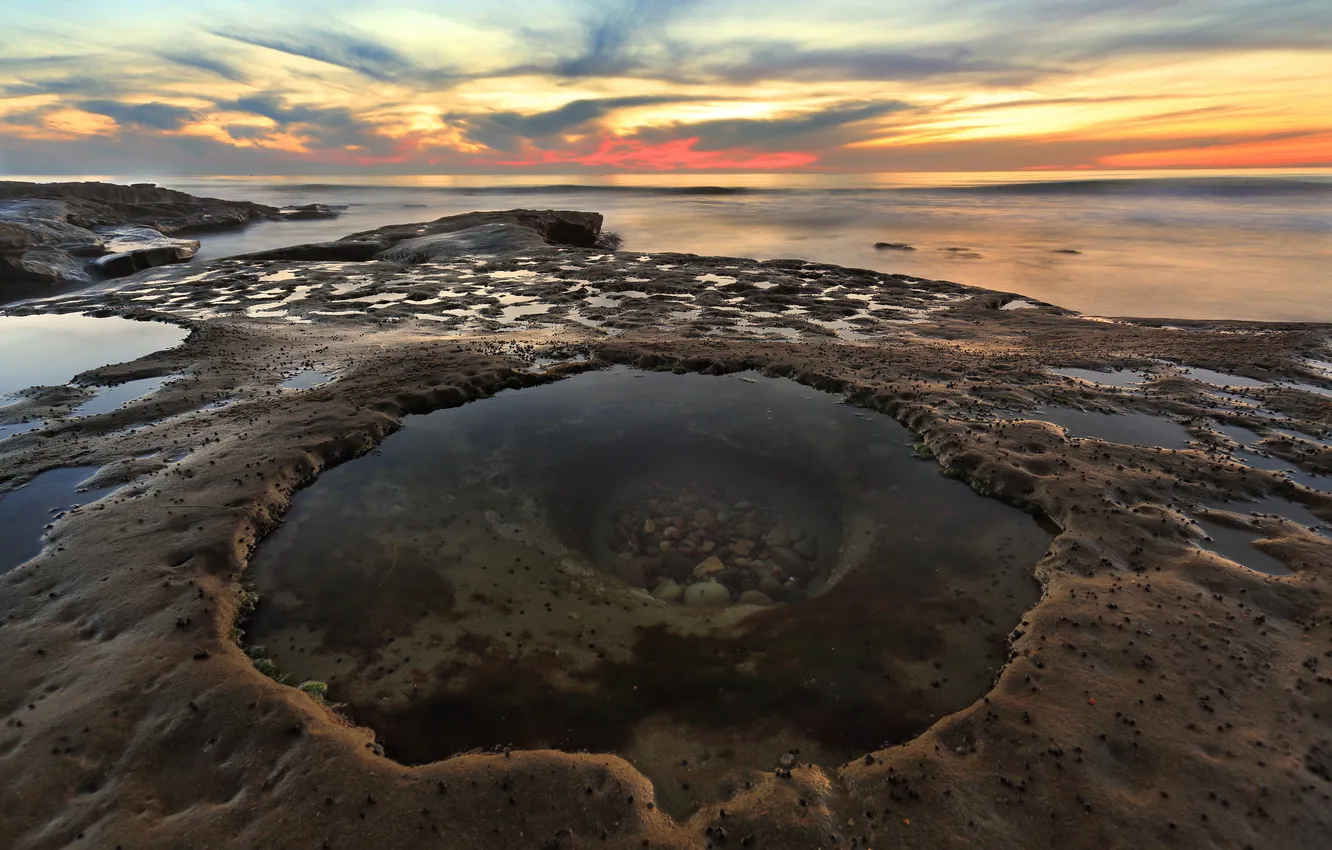 Photo wallpaper sea, the sky, water, stones, rocks