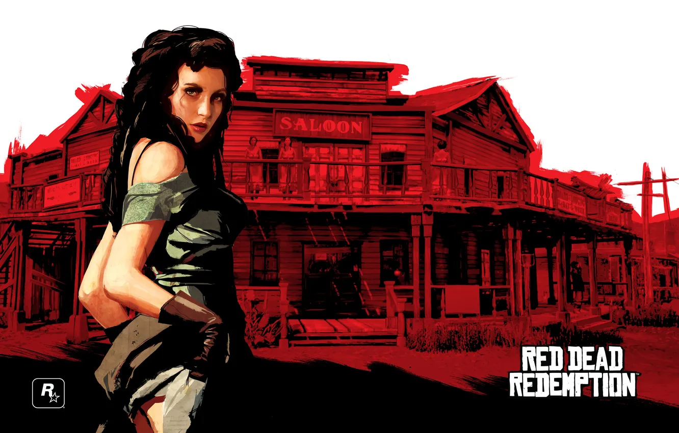 Photo wallpaper girl, the game, saloon, Rockstar, Red Dead Redemption, wild West