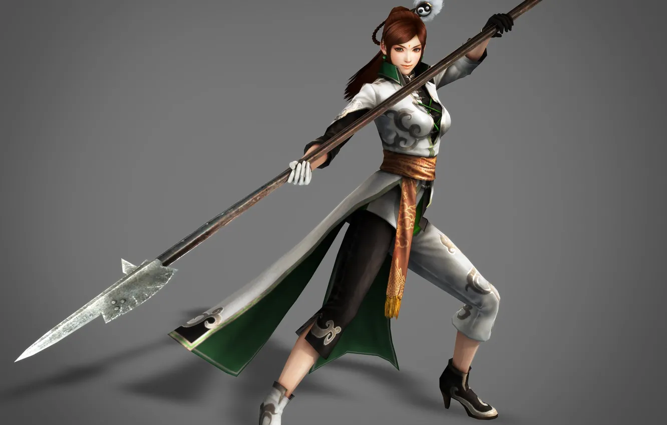 Photo wallpaper girl, background, spear