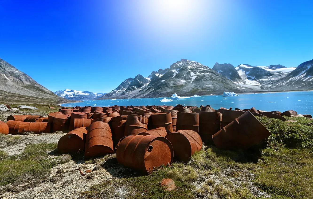 Photo wallpaper barrels, Greenland, Greenland, Utorqarmiut, Ostgronland