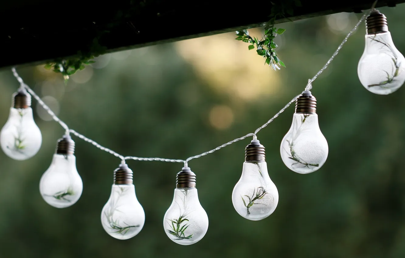 Photo wallpaper creative, garland, light bulb