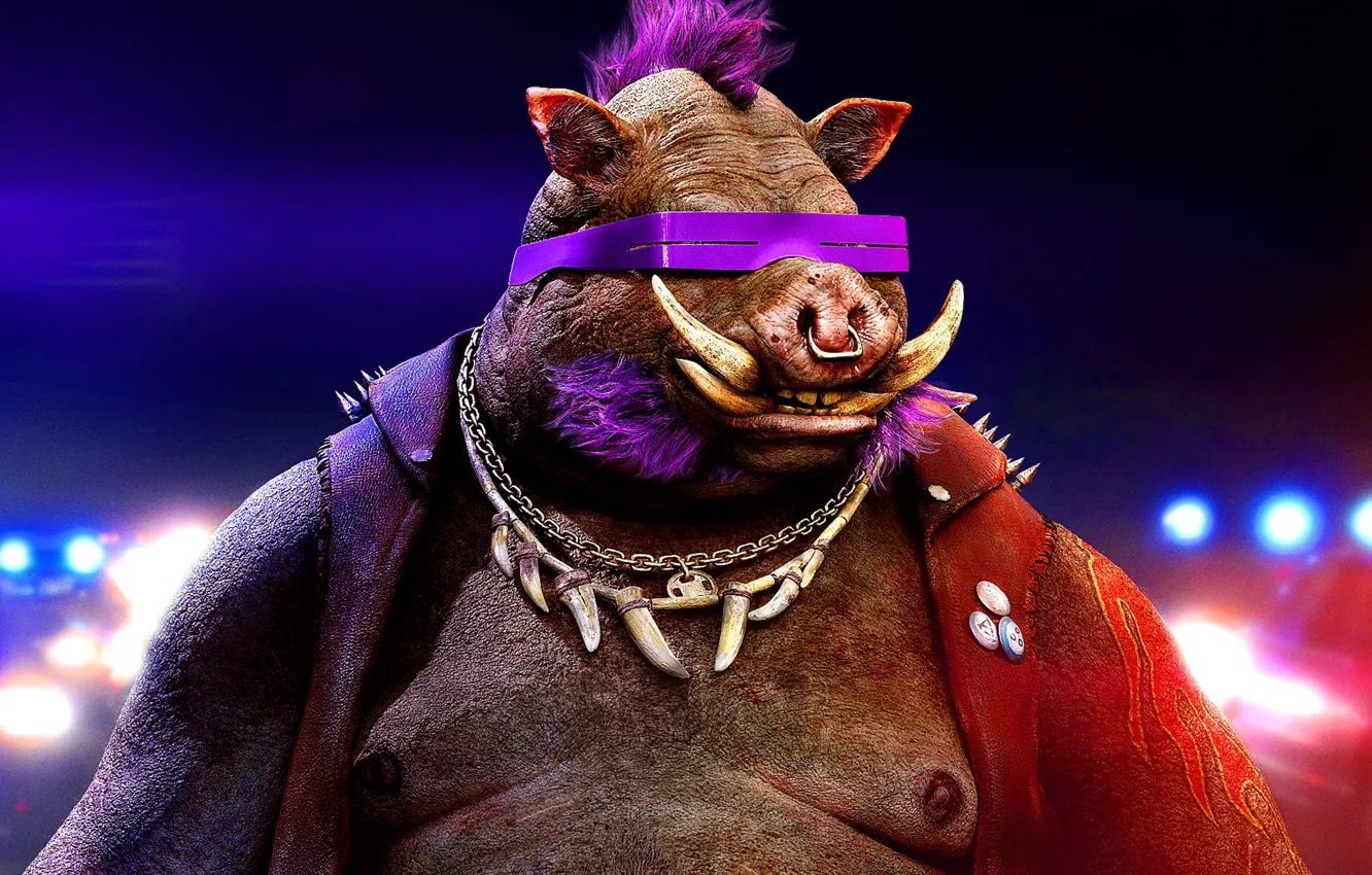 Photo wallpaper cinema, movie, Teenage Mutant Ninja Turtles, Bebop, animal, gangsta, evil, film