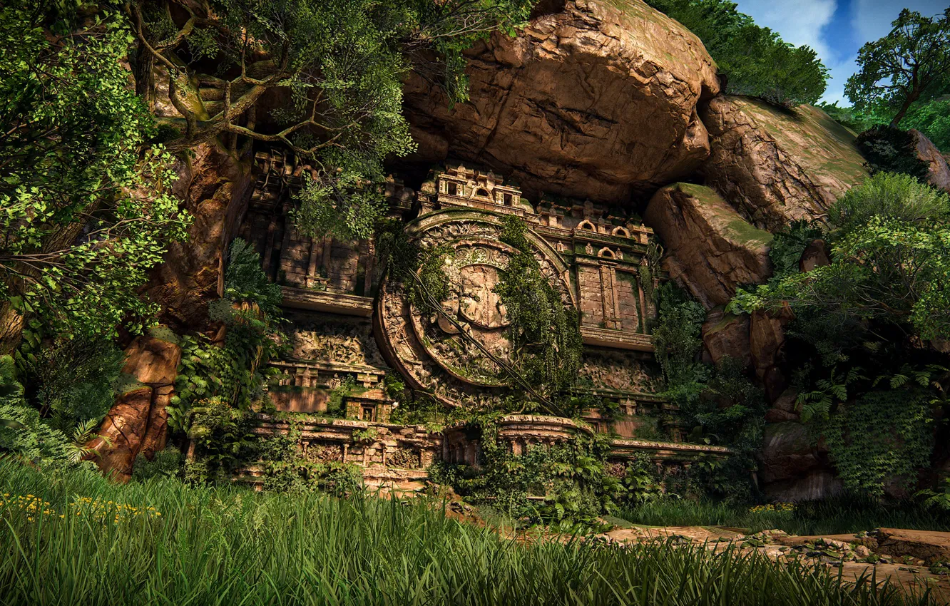 Photo wallpaper greens, rock, the game, Uncharted: The Lost Legacy