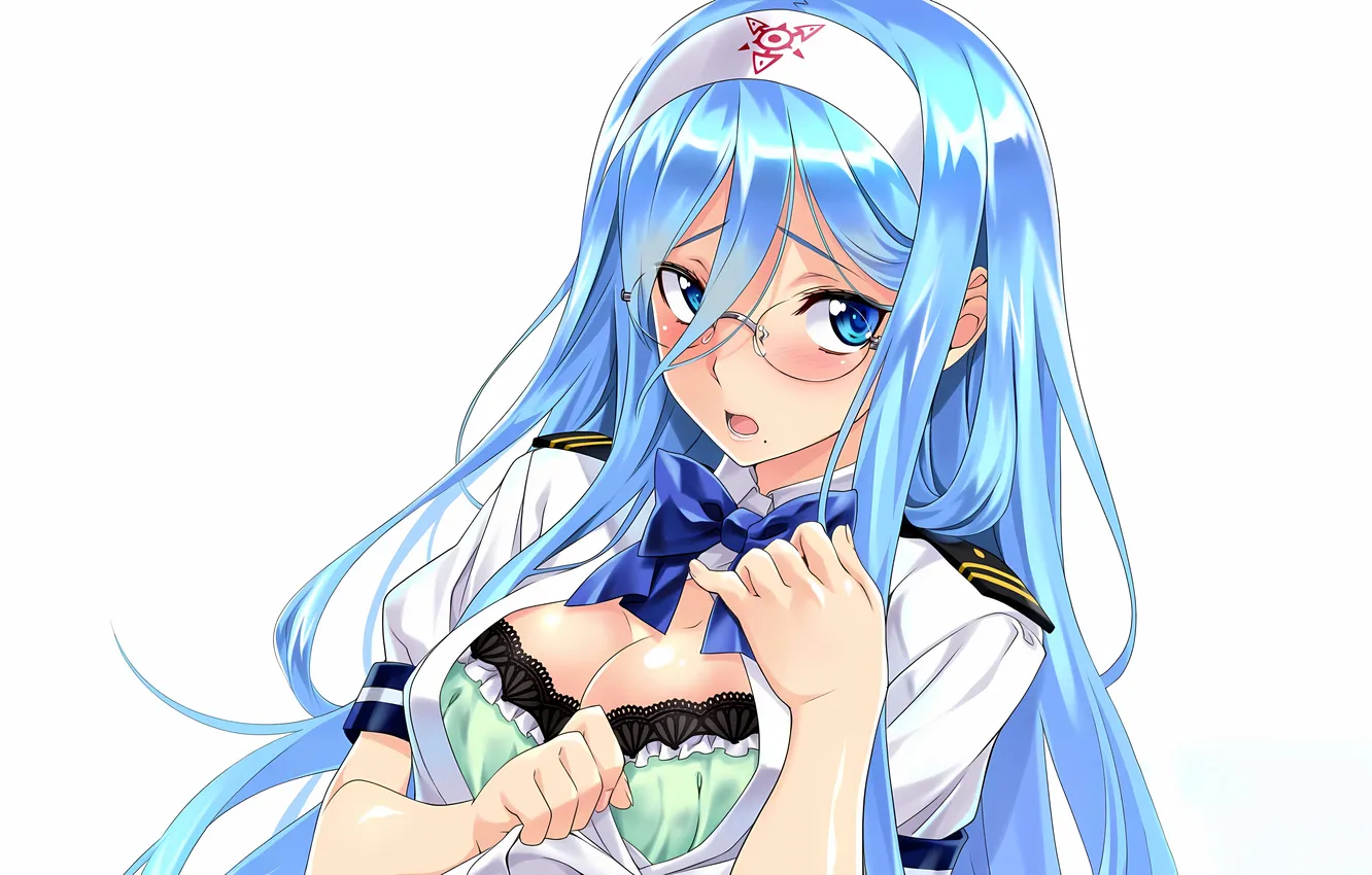 Photo wallpaper girl, sexy, lingerie, bra, cleavage, long hair, boobs, anime