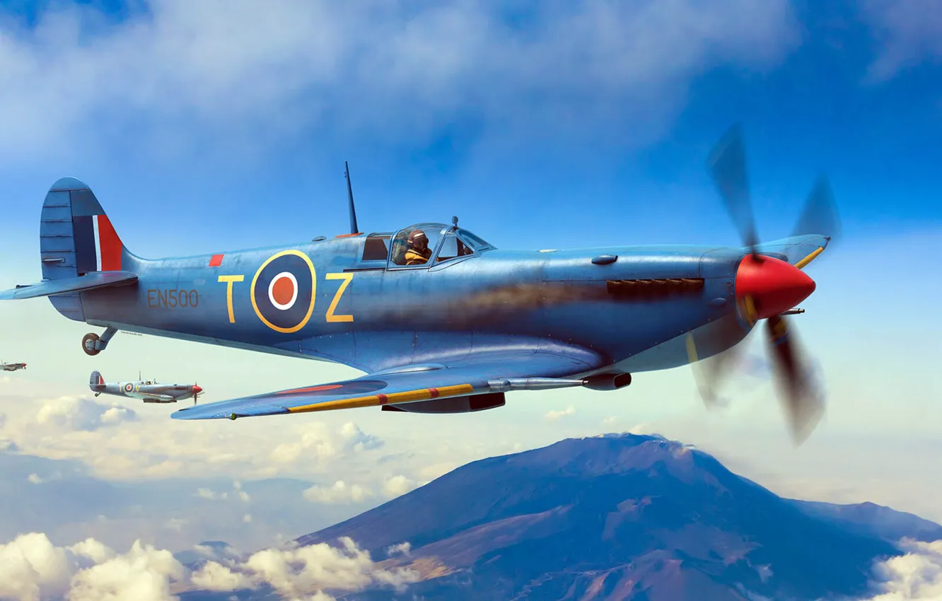 Photo wallpaper RAF, Supermarine, British fighter, Antonis (rOEN911) Karidis, Spitfire F Mk.IX