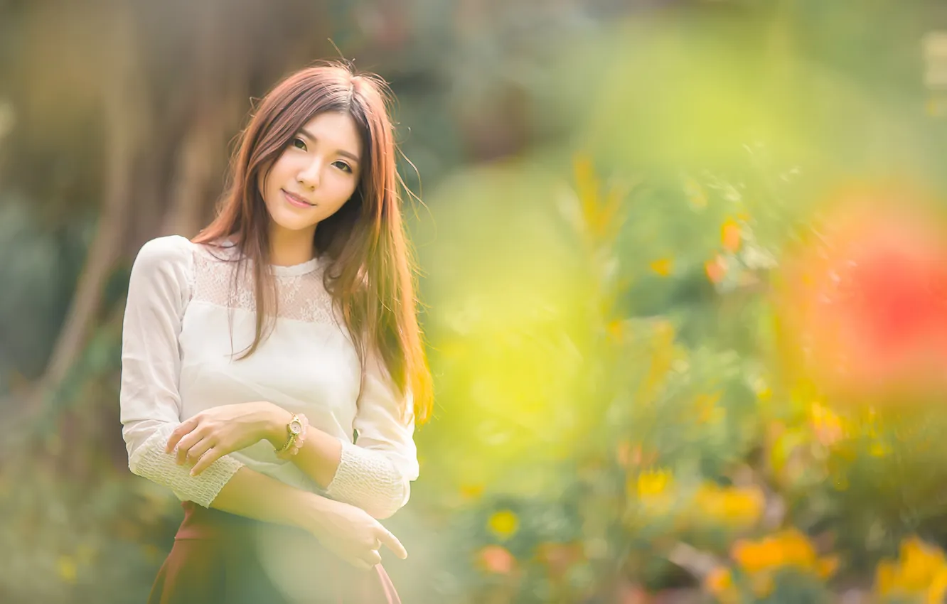 Photo wallpaper look, girl, background