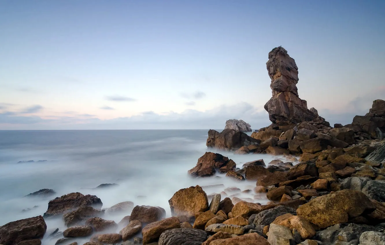 Photo wallpaper sea, landscape, rocks