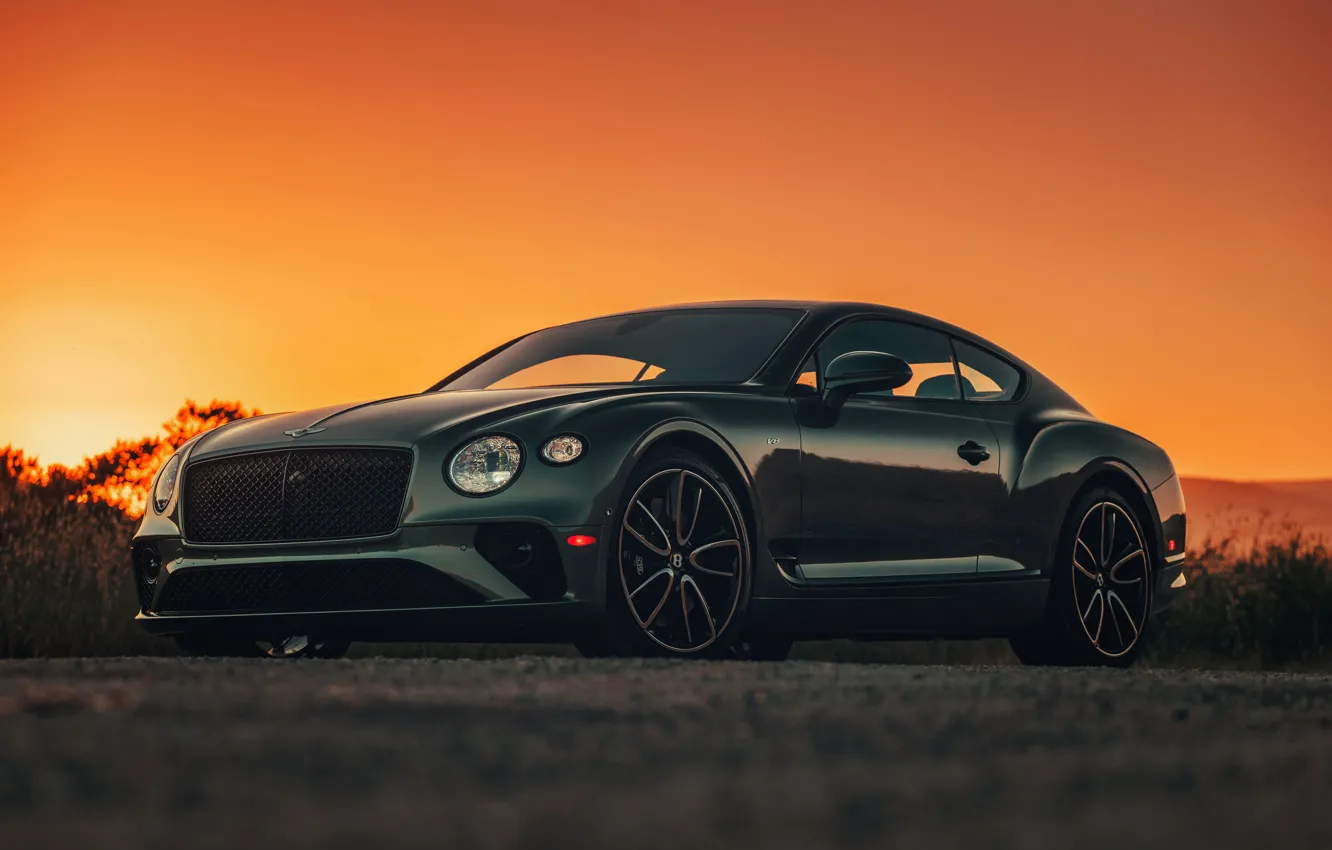 Photo wallpaper sunset, coupe, Bentley, the evening, 2019, Continental GT V8