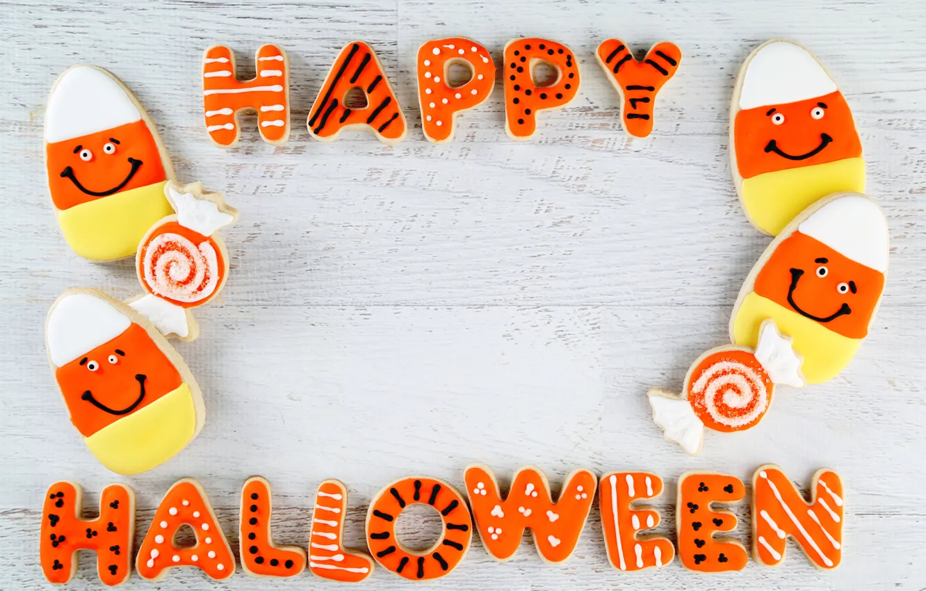 Photo wallpaper cookies, Halloween, Halloween, glaze, cookies, pumpkin, Happy