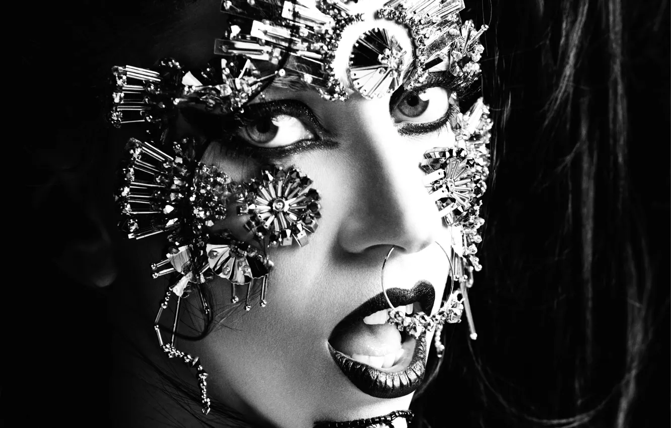 Photo wallpaper girl, style, music, black, woman, dark, music, piercing