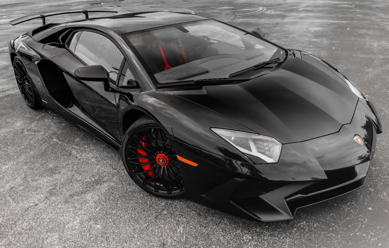 Photo wallpaper Lamborghini, Black, Aventador, LP-750