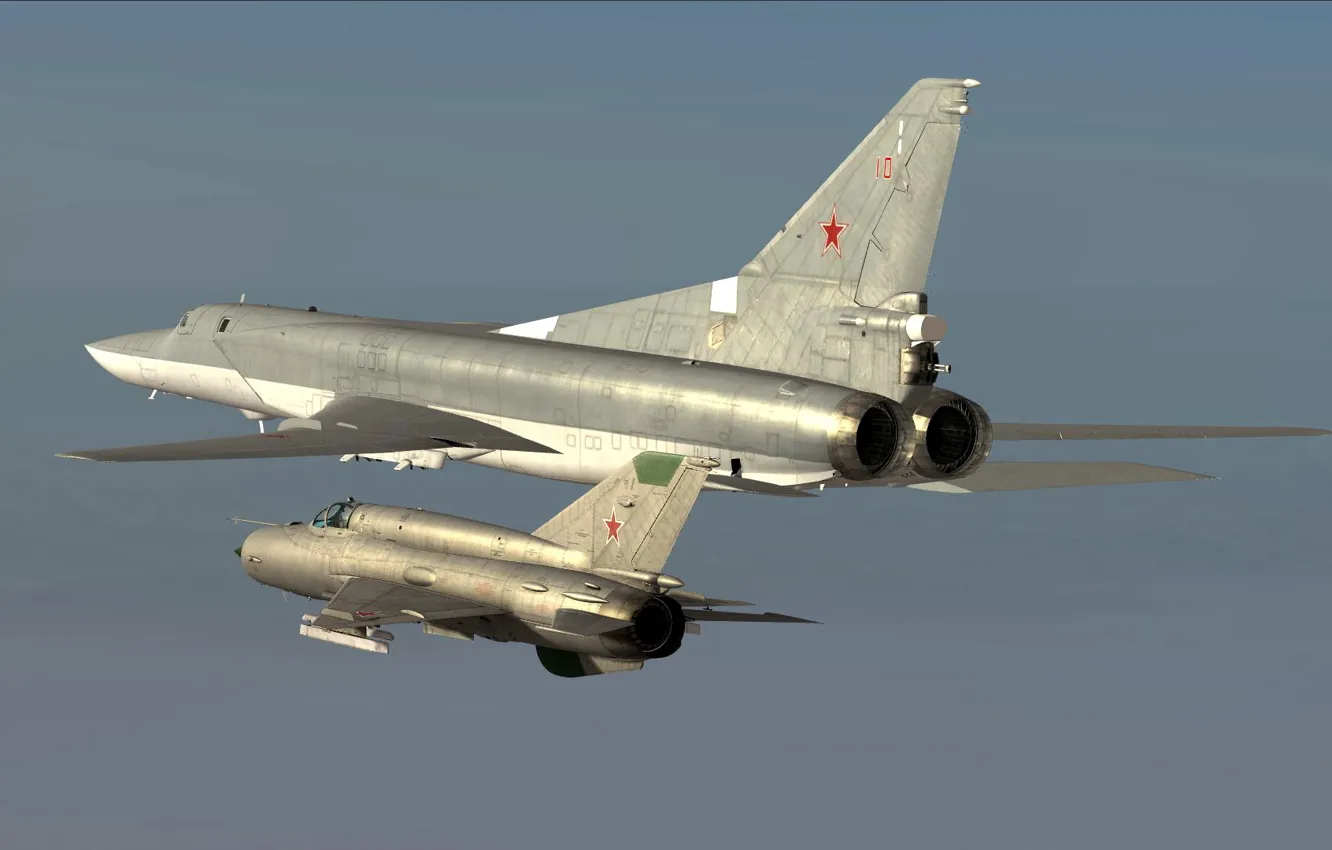 Photo wallpaper Tu-22M3, MiG-21bis, Support