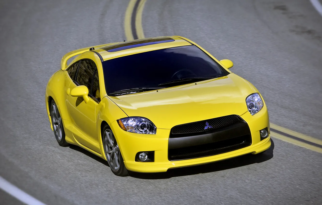 Photo wallpaper yellow, yellow, eclipse, Mitsubishi