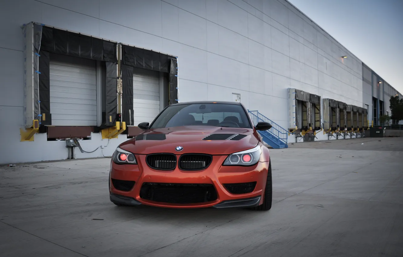 Photo wallpaper BMW, E60, M5, Fire orange