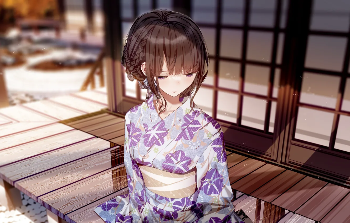 Photo wallpaper girl, home, yukata