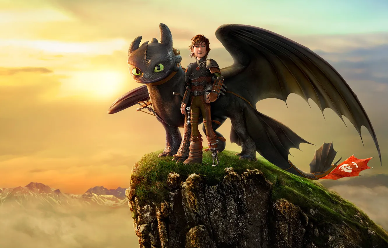 Photo wallpaper Action, Fantasy, Dragon, DreamWorks, Family, Animation, Viking, Movie