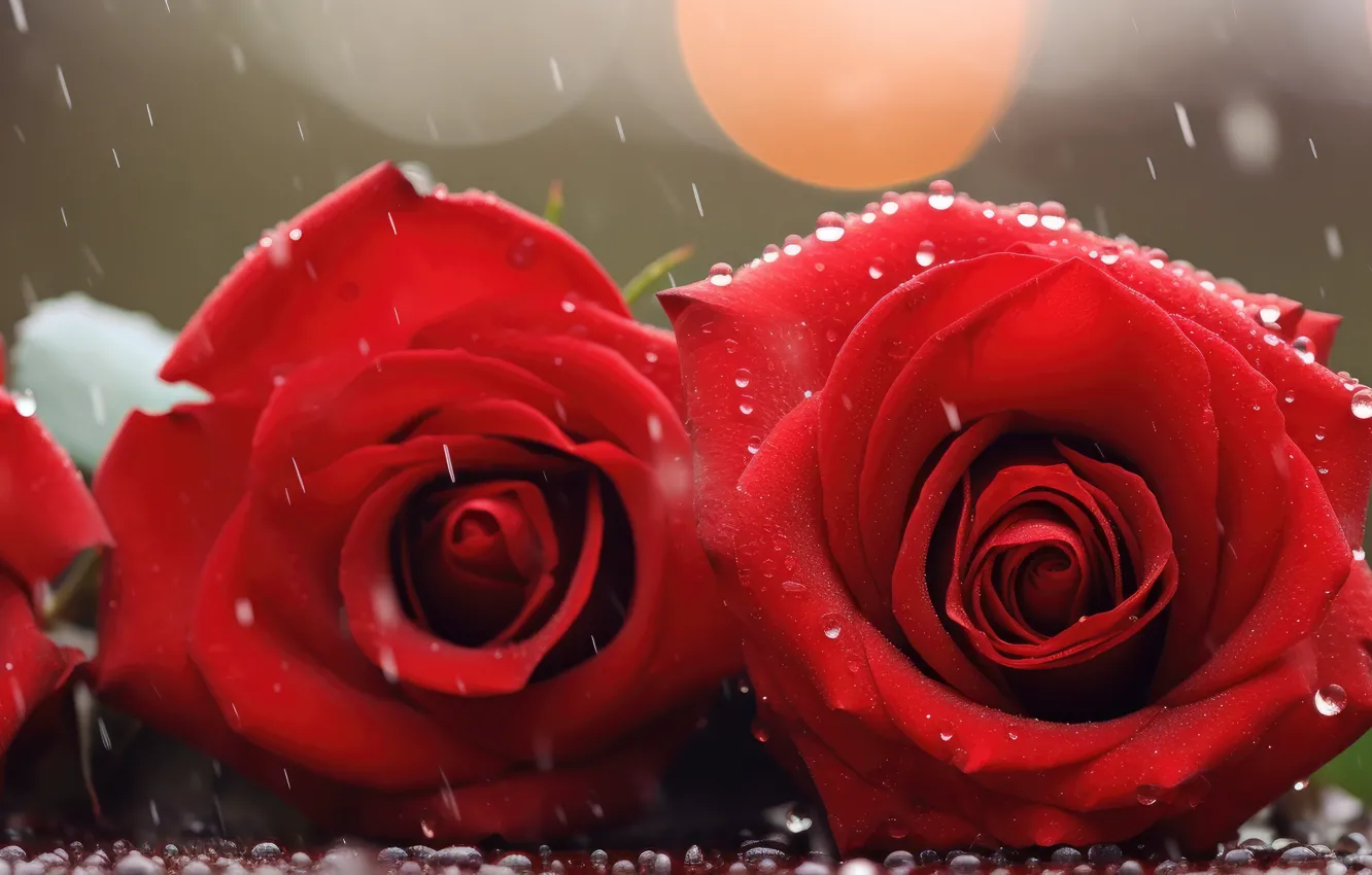 Photo wallpaper flowers, roses, bouquet, AI art, neural network