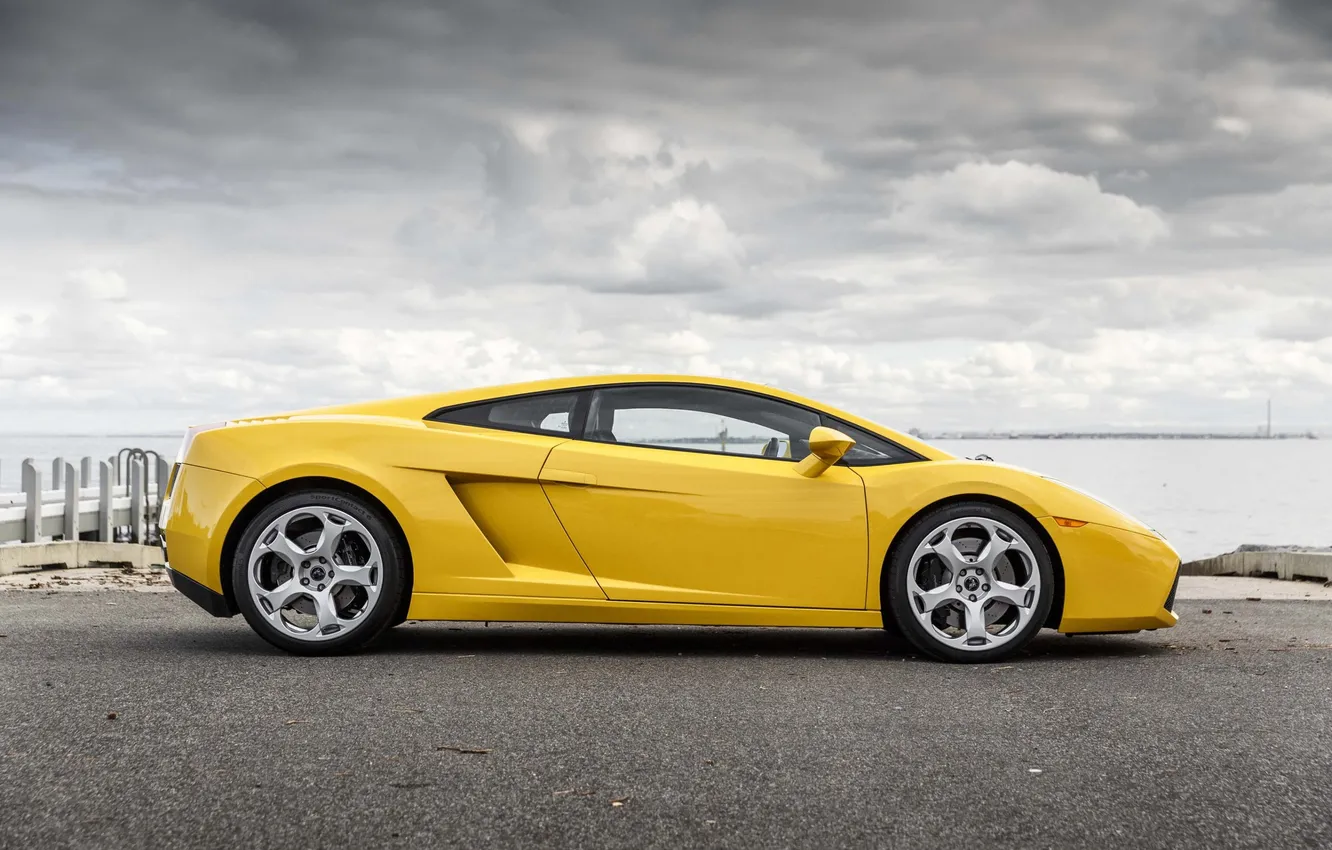 Photo wallpaper car, Lamborghini, sky, sea, nature, clouds, Lamborghini Gallardo, Italian Cars