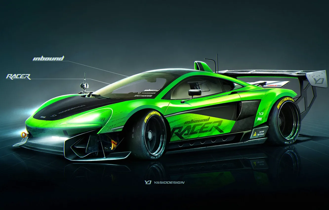 Photo wallpaper McLaren, Auto, Figure, Green, Machine, Background, Car, Car