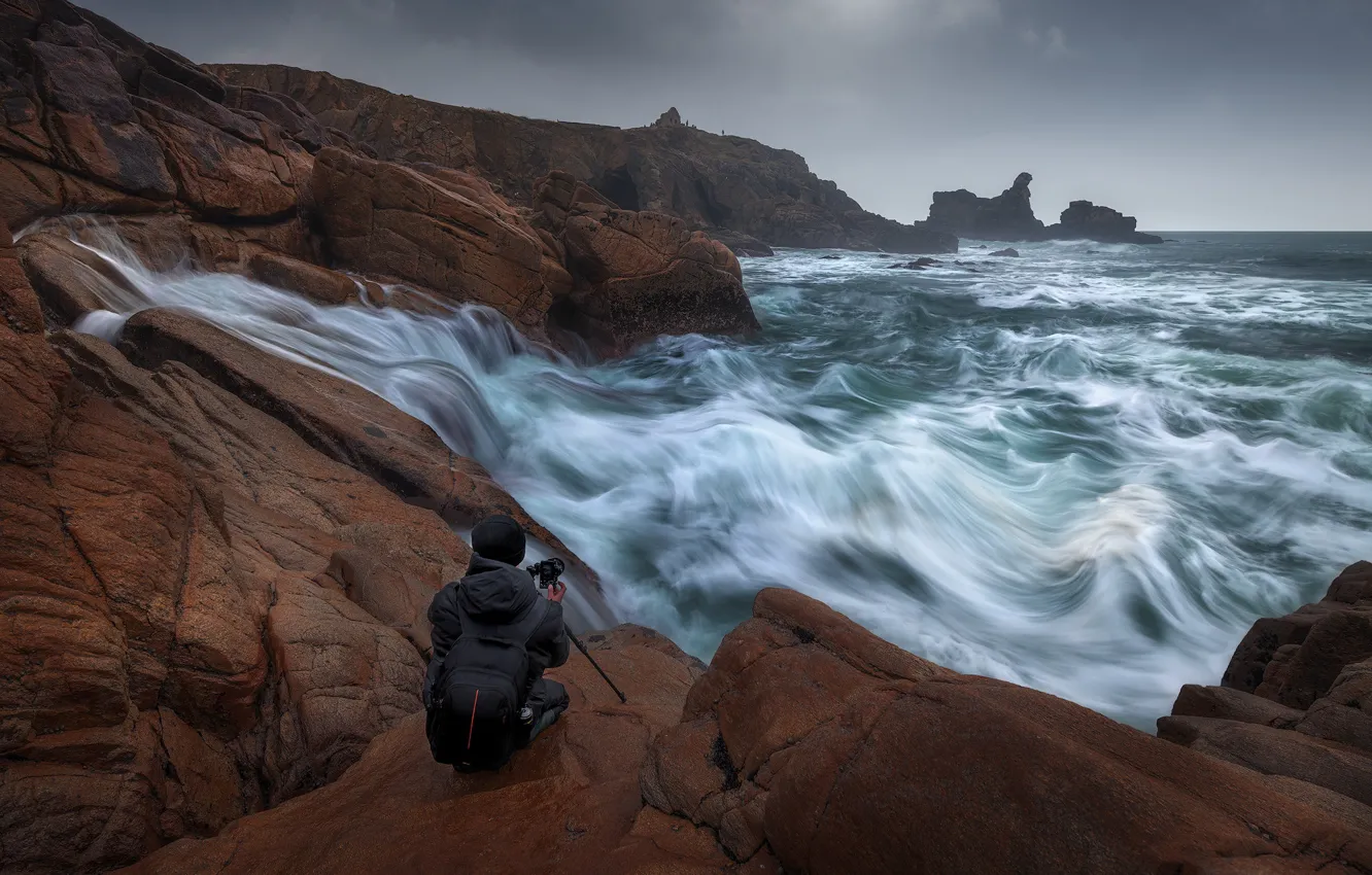 Photo wallpaper sea, rocks, shore, photographer