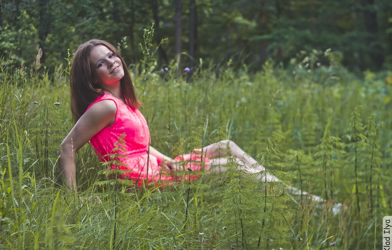 Photo wallpaper grass, girl, photographer, girl, photography, photographer, Ilya Klad, Ilya Baggage