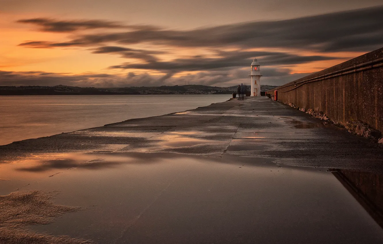 Photo wallpaper sea, lighthouse, England, tide, Brixham
