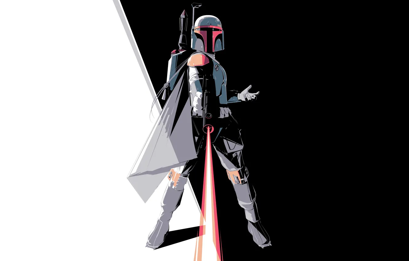 Photo wallpaper figure, minimalism, Star Wars, star wars, art, Boba Fett, Boba Fett, Craig Drake