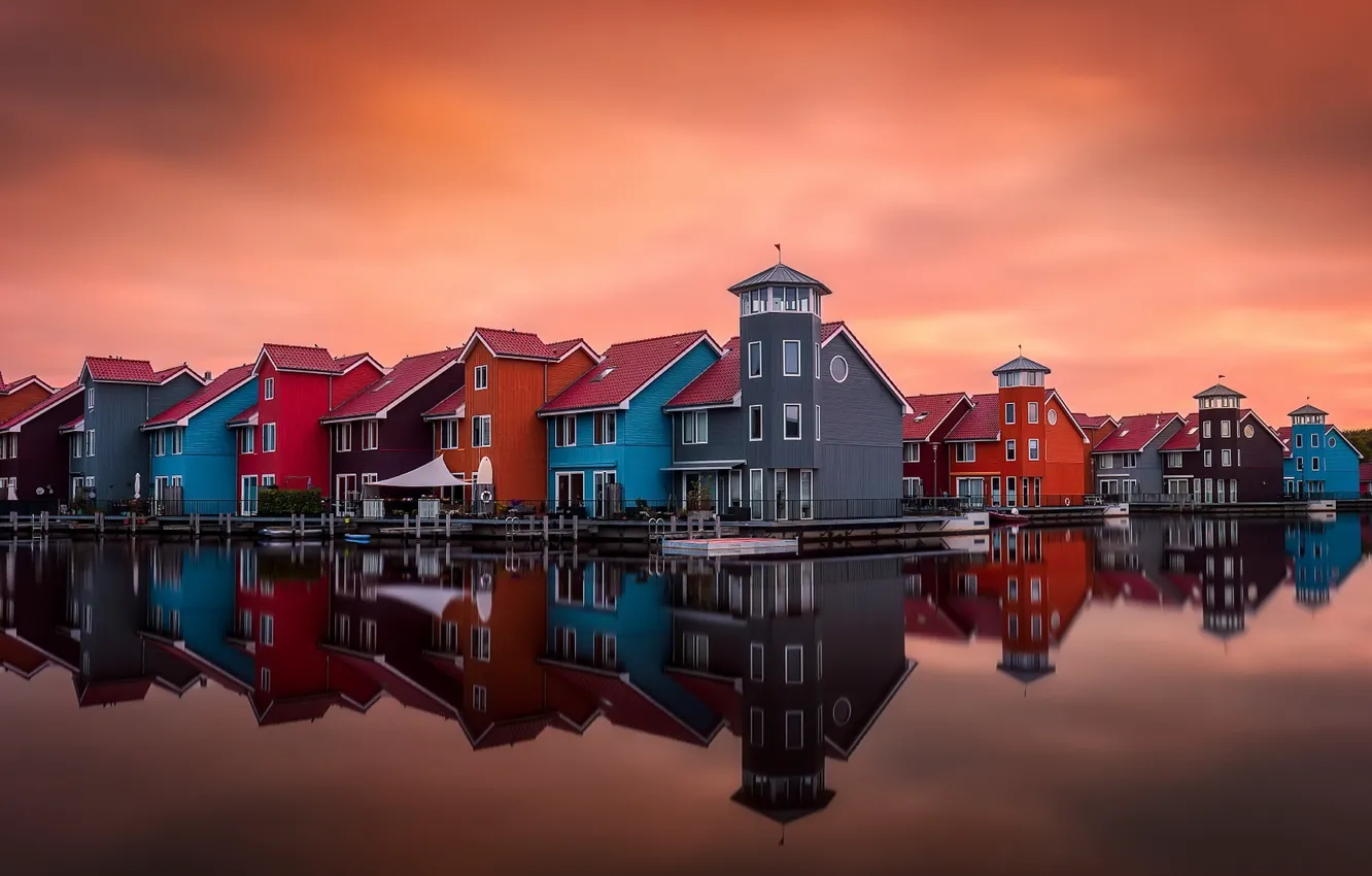 Photo wallpaper sunset, the city, Groningen