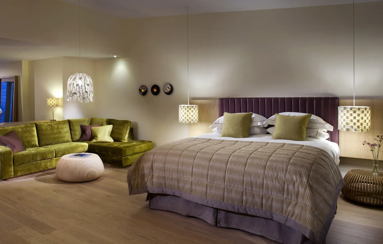 Photo wallpaper design, bed, bedroom, Interior