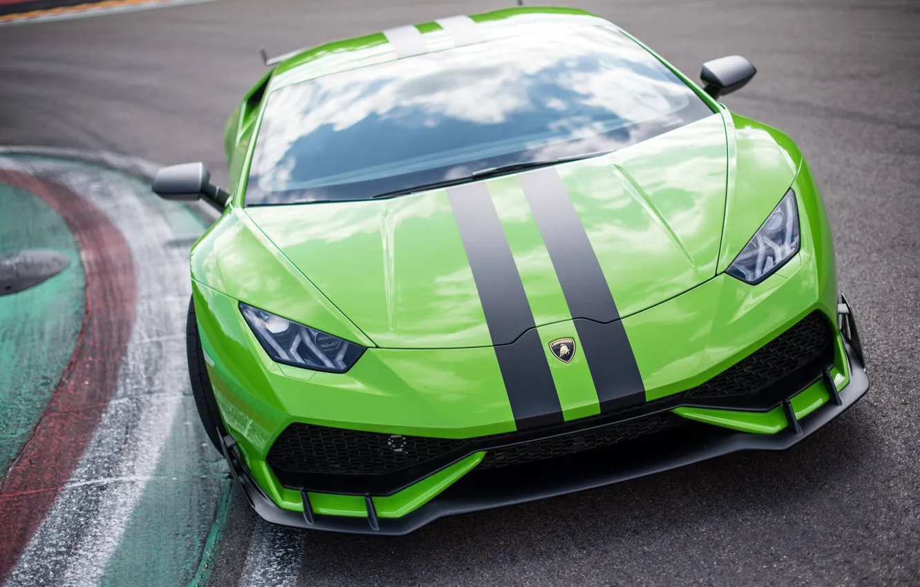 Photo wallpaper green, Lamborghini, Aerodynamic, Huracan, testdrive
