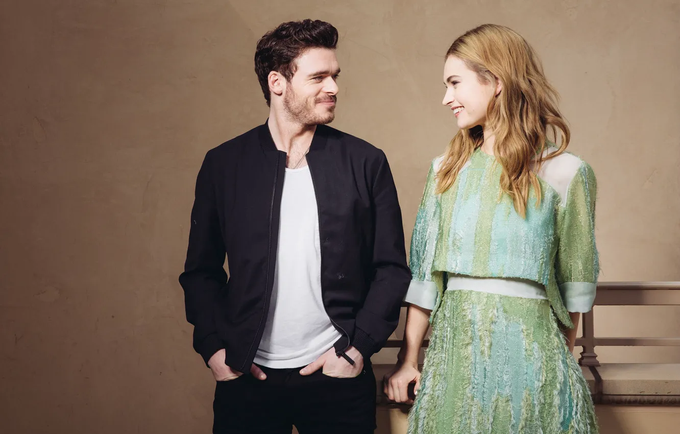 Photo wallpaper look, girl, male, lovers, Lily James, Richard Madden