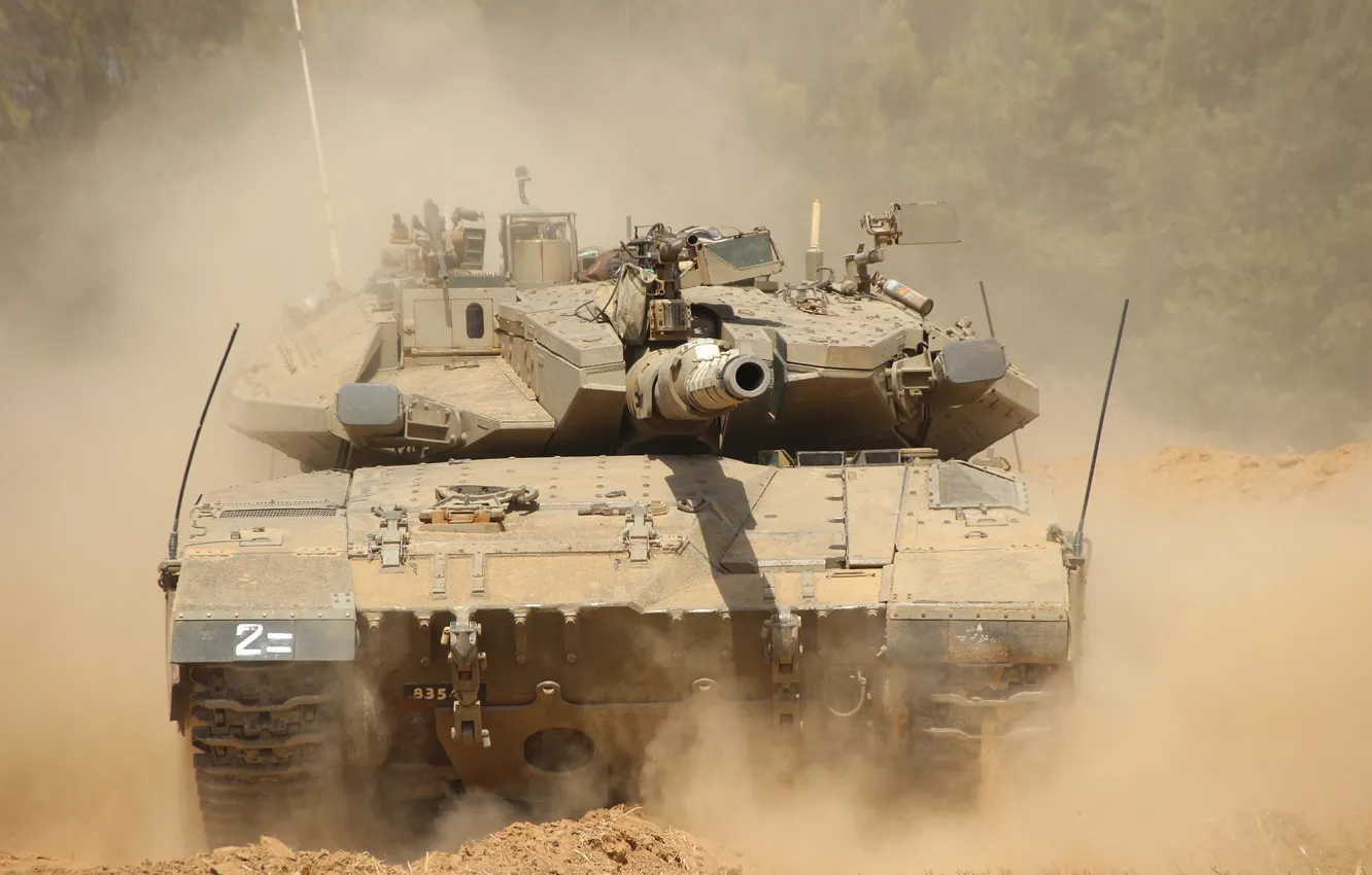 Photo wallpaper dust, tank, combat, main, Merkava, Israel, Mk.3, "Merkava"