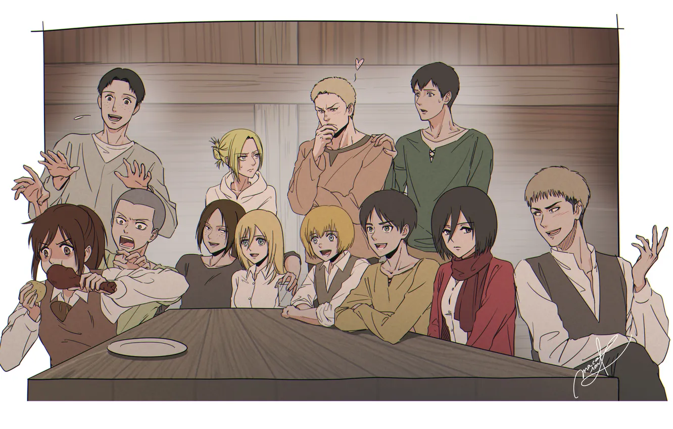 Photo wallpaper table, characters, Attack Of The Titans, shingeki no kyoujin