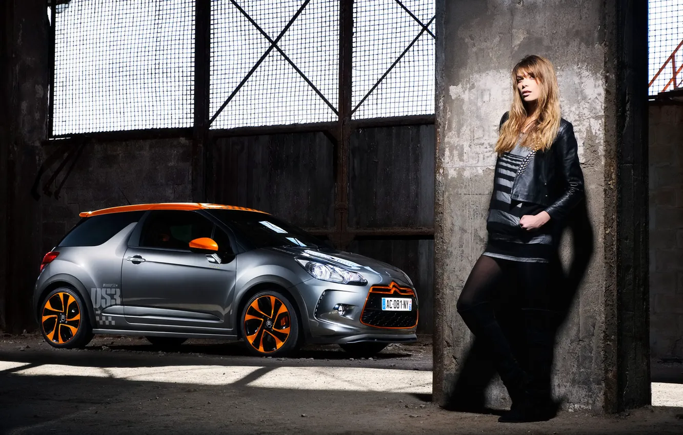 Photo wallpaper girl, racecar, Сitroen, DS3