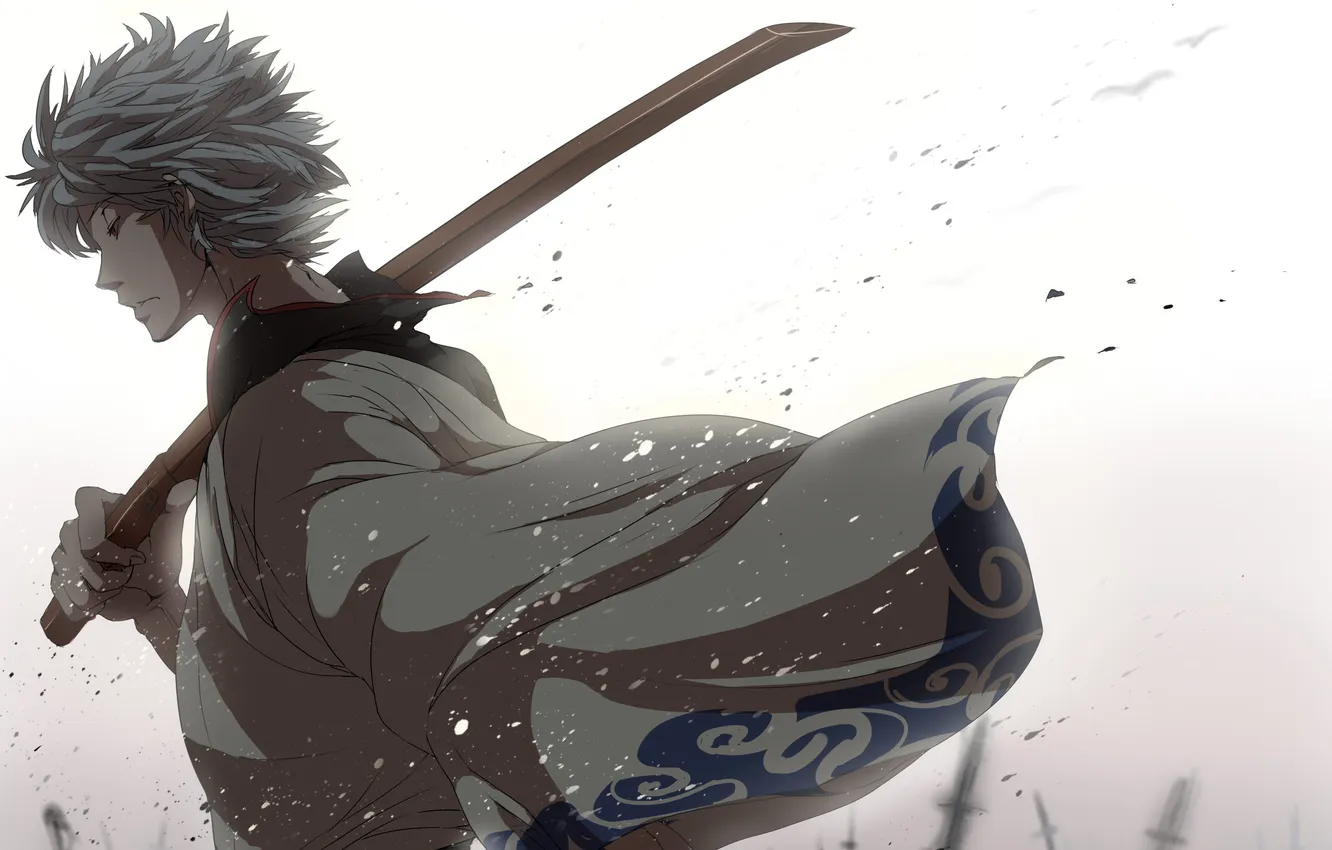 Photo wallpaper sword, anime, gintama, gintoki
