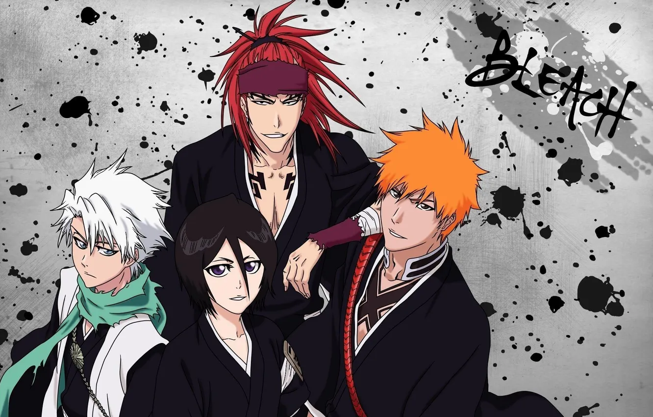 Photo wallpaper bleach, ichigo, renji, bankai, captain, friends, kuchiki rukia, hitsugaya toushirou