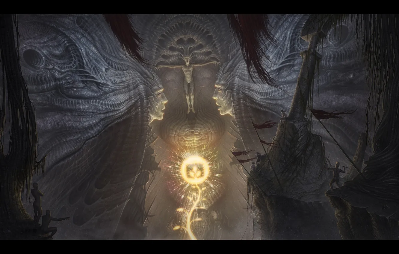 Photo wallpaper people, emblem, Another world, aggression, desktopography, banner