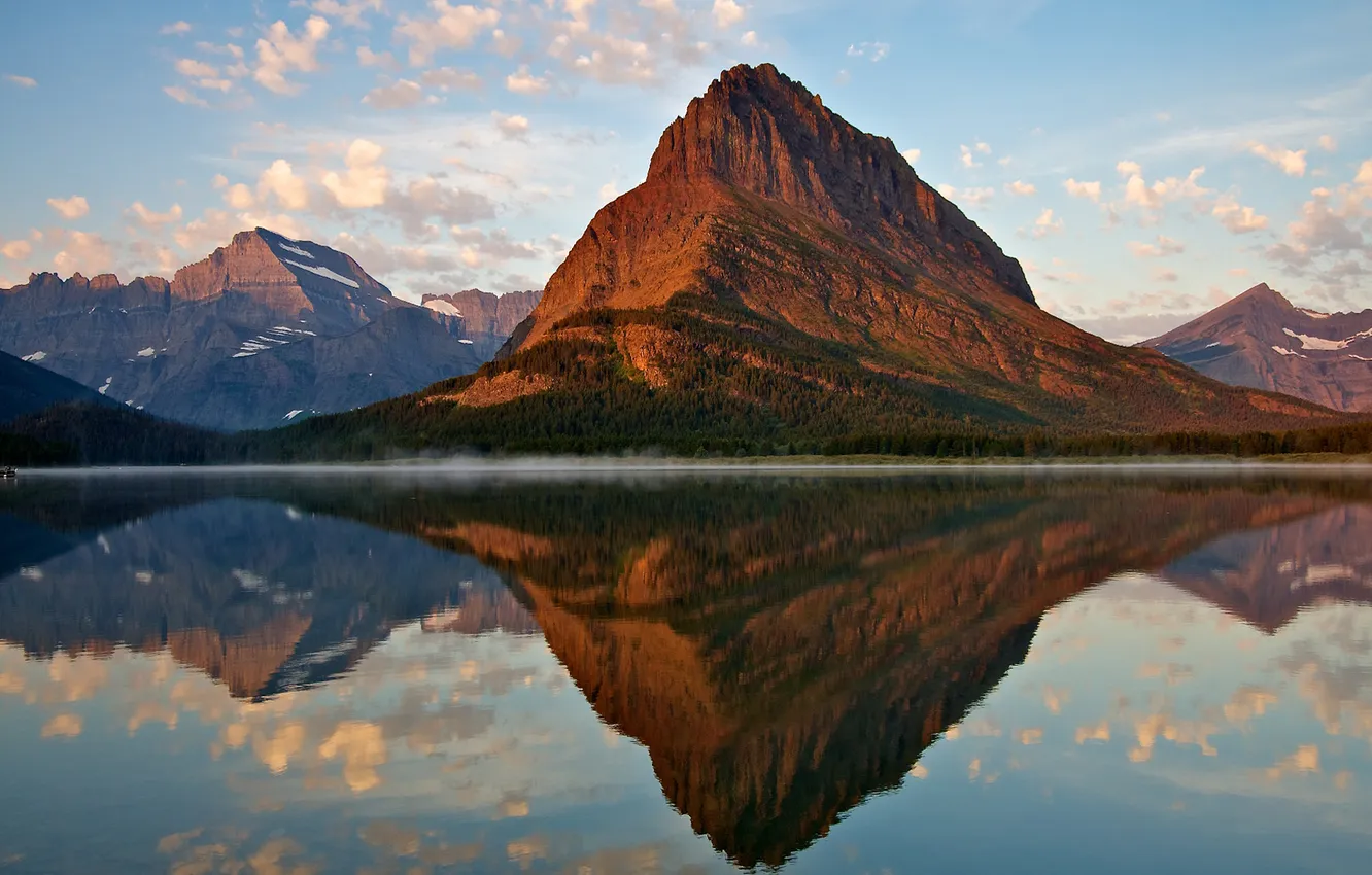 Photo wallpaper mountains, lake, reflection, river