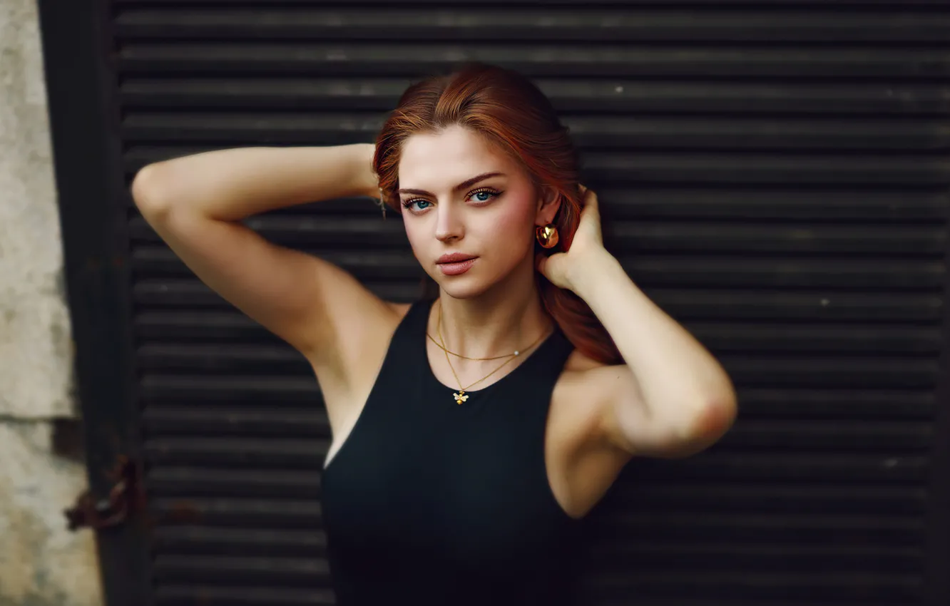 Photo wallpaper look, girl, face, sexy, pose, photo, black, model