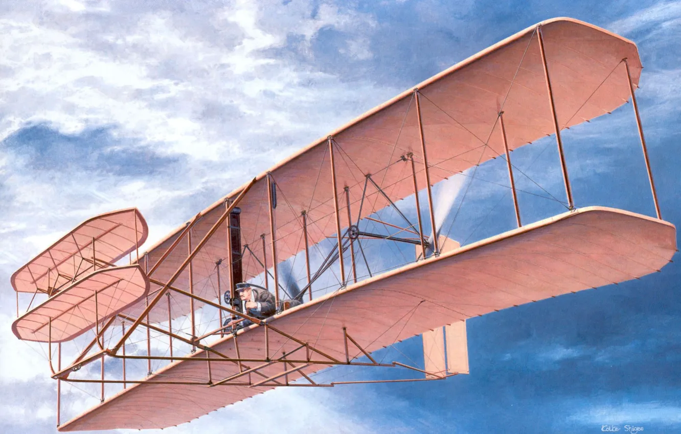 Photo wallpaper the sky, the plane, figure, USA, December, first, the world, 1903