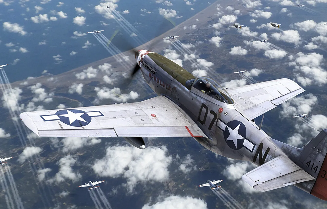 Photo wallpaper UNITED STATES AIR FORCE, long-range, North American P-51 Mustang, American single-seat fighter