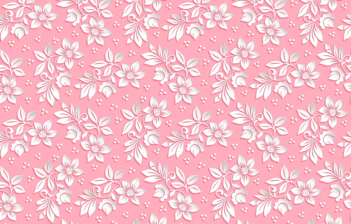 Photo wallpaper flowers, background, pattern, pink, the volume