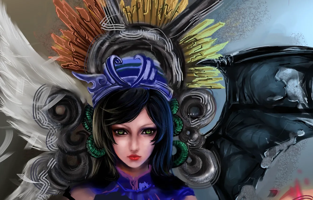 Photo wallpaper eyes, girl, wings, angel, the demon, art, RikaMello
