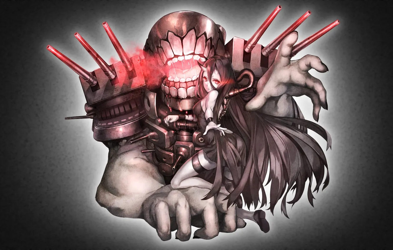 Photo wallpaper girl, weapons, anime, art, kantai collection, Nakasaki Hydra, Battleship-Symbiotic Hime