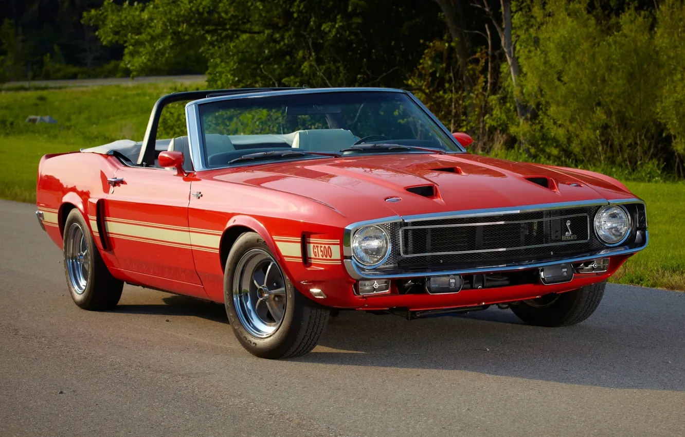Photo wallpaper road, Mustang, Ford, Shelby, GT500, Mustang, convertible, muscle car