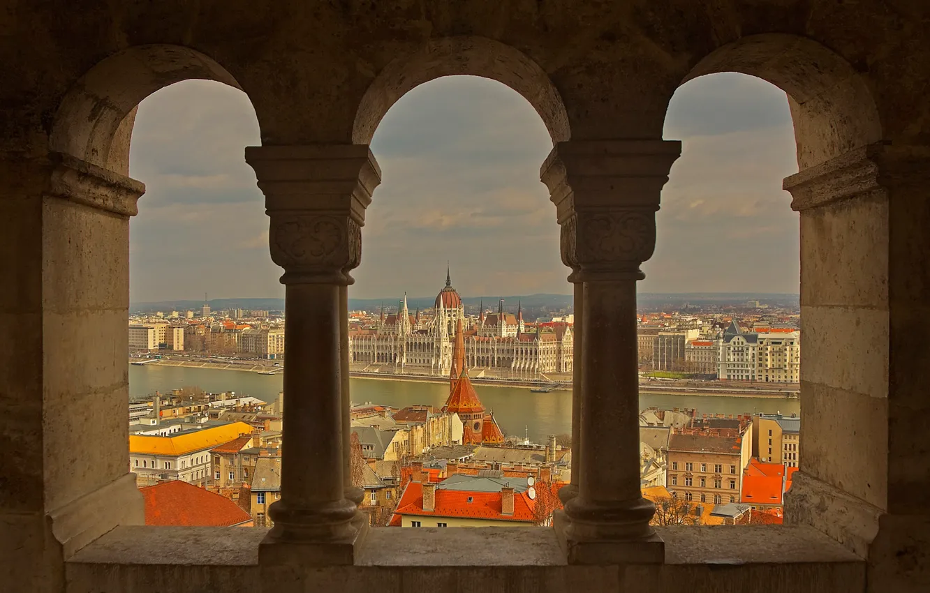 Photo wallpaper river, Parliament, panorama, Hungary, Budapest, The Danube