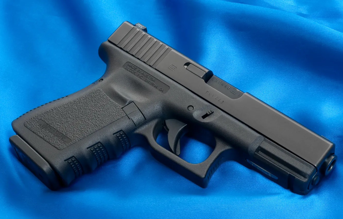 Photo wallpaper blue, canvas, gun, Wallpaper, Austria, trunk, Glock, Glock