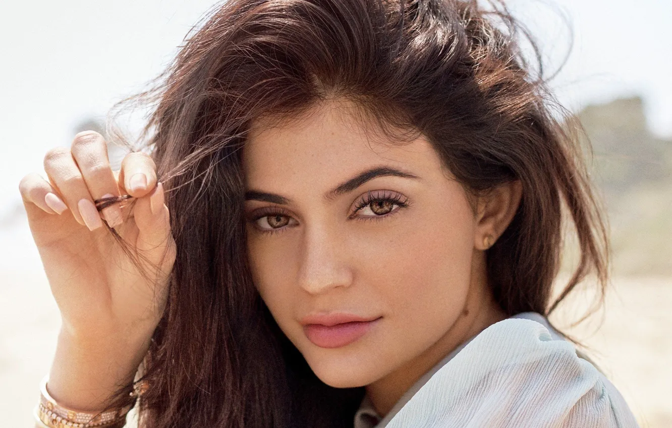 Photo wallpaper face, model, portrait, Kylie Jenner, Kylie Jenner