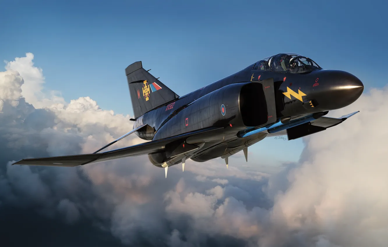 Photo wallpaper UK, RAF, multi-role fighter, McDonnell Douglas, Adam Tooby, Phantom FG.Mk.1